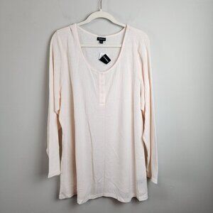 Torrid sz 4 / 4X women waffle knit snap front henley top shirt New